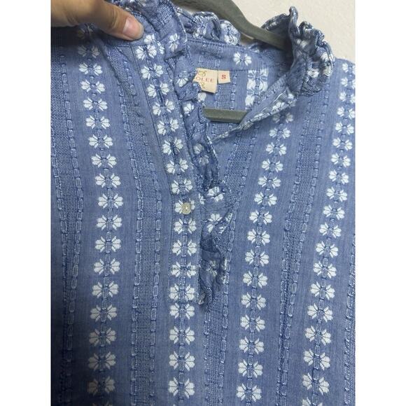 Rungolee Jacqueline Blouse Blue Floral Popover Top Ruffle Embroidered Size Small - Picture 4 of 11